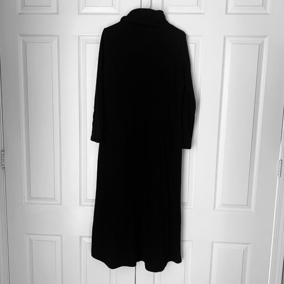 SOFT SURROUNDINGS BLACK  Sweatshirt Dress Long Sleeves Convertible Collar w Trim - Picture 9 of 10